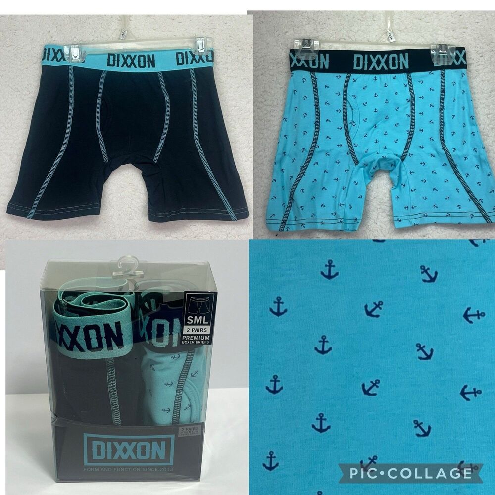 NIB Dixxon Flannel Company  Men’s Large Premium Boxer Briefs Teal Anchor 2 Pairs